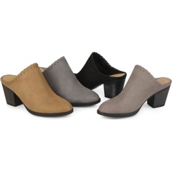 Journee Collection Women's Faux Suede Whipstitch High-Heel Mules