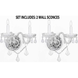 Murano-Venetian Style Crystal Wall Sconces - Set includes 2 fixtures