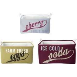 Elements Set of 3 Nesting Storage Baskets, Food Labels