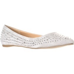 Lasonia Women's Faux Suede Rhinestone Studded Pointed Toe Flats, Grey