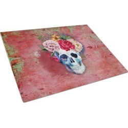 Carolines Treasures BB5130LCB Day of the Dead Red Flowers Skull Glass Cutting Bo