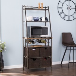 Beauclair Metal Bakers Rack w/ Wine Storage and Baskets