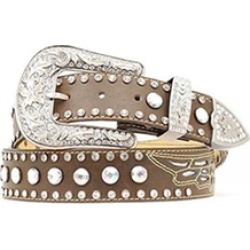 Nocona Belt N3499802-L 1.5 in. Womens Rhinestone Studded Wing Inlay Leather Belt