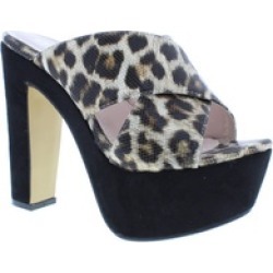 Moca Woman's Faux Leather Leopard Print Platform Heels