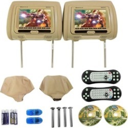 Rockville 7" Beige Dual DVD/USB/HDMI/SD Car Headrest Monitors plus Games