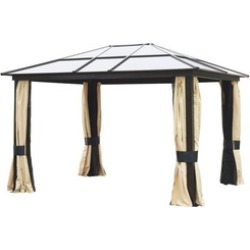 Outdoor Patio Canopy Party Gazebo with Mesh and Curtains 12'x10'