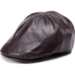 Unisex Artificial Leather Bonnet Beret Cabbie Golf Hat Gentleman Cap