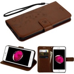 For Apple iPhone 7 Plus/8 Plus 3D Butterfly Leather Fabric Case w/stand Lanyard