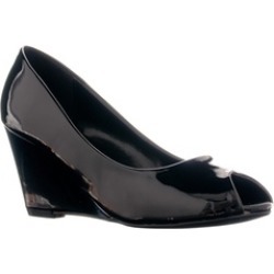 Riverberry Women's 'Dear' Patent Peep Toe Wedge Pumps, Black