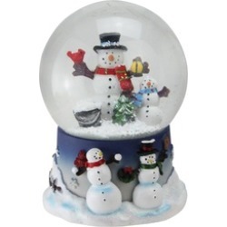 6.75" Snowman and Snow-Son Musical Christmas Snow Globe Glitterdome
