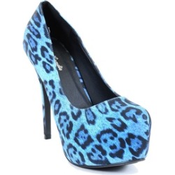 Leopard Classic Vegan Stilleto Hidden Platform Pumps Blue