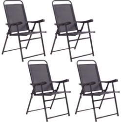 Set Of 4 Folding Sling Chairs Patio Furniture Camping Pool Beach With Armrest Set Of 4 Folding Sling Chairs Patio Furniture Camping Pool Beach With Armrest