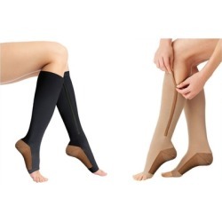 Copper Infused 20-25 mmHg Zipper Compression Socks Swelling Fatigue