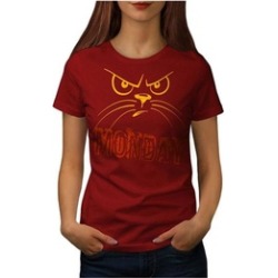 Wellcoda Monday Cat Angry Women T-shirt