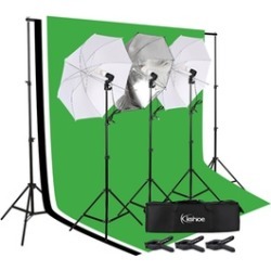 Kshioe Photo Photography Umbrella Lighting Kit Studio Light Bulb Backdrop Stand