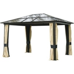 Outdoor Patio Canopy Party Gazebo with Mesh and Curtains 12'x10'