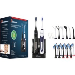 Pursonic Dual-Handle Sonic Toothbrush with 12 Brush Heads