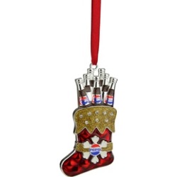 3.5" Silver Plated Pepsi Stocking Christmas Ornament European Crystals