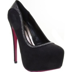 Jeweled Rhinestone Black Hidden Platform Stiletto Vegan Pump