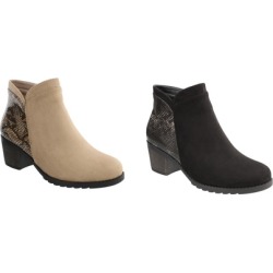 Moca Women's Low Heel Snake print Ankle Booties
