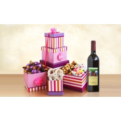 Daisy Delights Gourmet Tower of Treats and Wine. Shipping Included.
