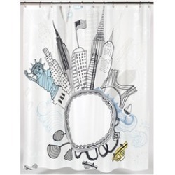 Carnation Home Fashions Funky City Fabric Shower Curtain
