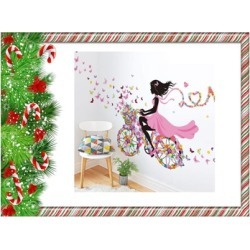 Bicycle Flower Girl Removable Wall Sticker Decal Buy One Get One Free