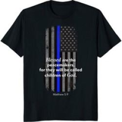 Thin Line Policeman Bible Verse American Flag T-Shirt