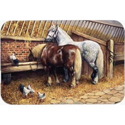 Carolines Treasures Horses Eating Chickens Kitchen or Bath Mat