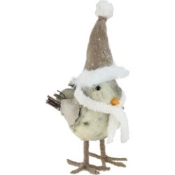 10" Standing Bird in Scarf and Santa Hat Christmas Decoration