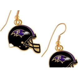 Sports Team Logo NFL Helmet Shaped J-Hook Gold Tone Earring Set Charm Gift