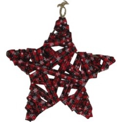 Holiday Moments Red Black Snowflake Plaid Star Christmas Ornament