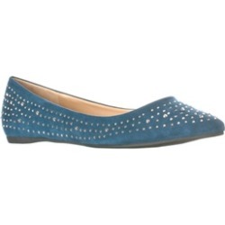 Lasonia Women's Faux Suede Rhinestone Studded Pointed Toe Flats, Blue