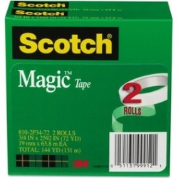 3m Commercial Tape Div. Magic Tape, 3/4in. X 2592in, 3in. Core, 2/Pack