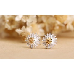 Daisy Flower Earrings Ear Stud Jewelry Silver Plated Stud Earrings