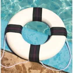 18" White, Green and Purple Swimming Pool Summer Safety Ring Buoy