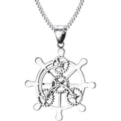 Rock Rudder Style Necklace Men Jewelry Stainless Steel Gear Necklaces
