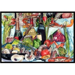 Carolines Treasures Wine Crab Shrimp and Oysters Indoor or Outdoor Mat