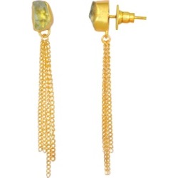 Orchid Jewelry Yellow Gold Overlay Green Quartz Hanging Chain Earrings
