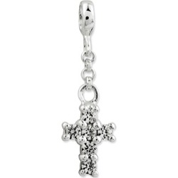 Sterling Silver Clear Synthetic CZ Cross 1/2in Dangle Enhancer