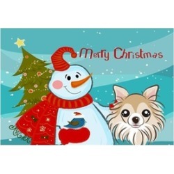 Carolines Treasures BB1871PLMT Snowman With Chihuahua Fabric Placemat