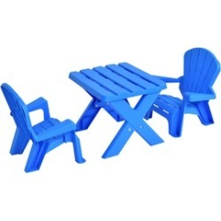 Plastic Children Kids Table & Chair Set 3-Piece Play Furniture