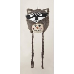 13" Storybook Garden Snowman with Plush Raccoon Hat Christmas Ornament