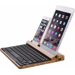 Bamboo Multi-connection Bluetooth Keyboard and Stand