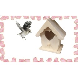Mini Wood Birdhouse With A Heart-Shaped Opening
