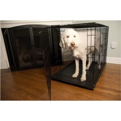 Foldable Double-Door Pet Training Crate with Divider