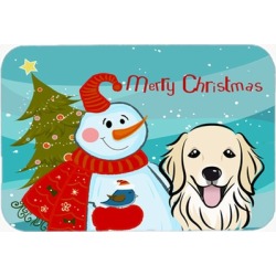 Carolines Treasures BB1825LCB Snowman With Golden Retriever Glass Cutting Board