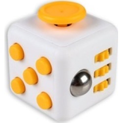 Fidget Cube Desk Toy White & Yellow Stress Anxiety Relief Focus Puzzle