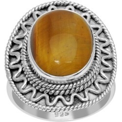 Orchid Jewelry 925 Sterling Silver 9 Carat Tiger Eye Ring