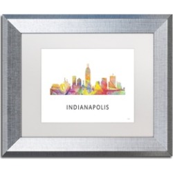 Marlene Watson 'Indianapolis Indiana Skyline WB-1' Matted Silver Framed Art